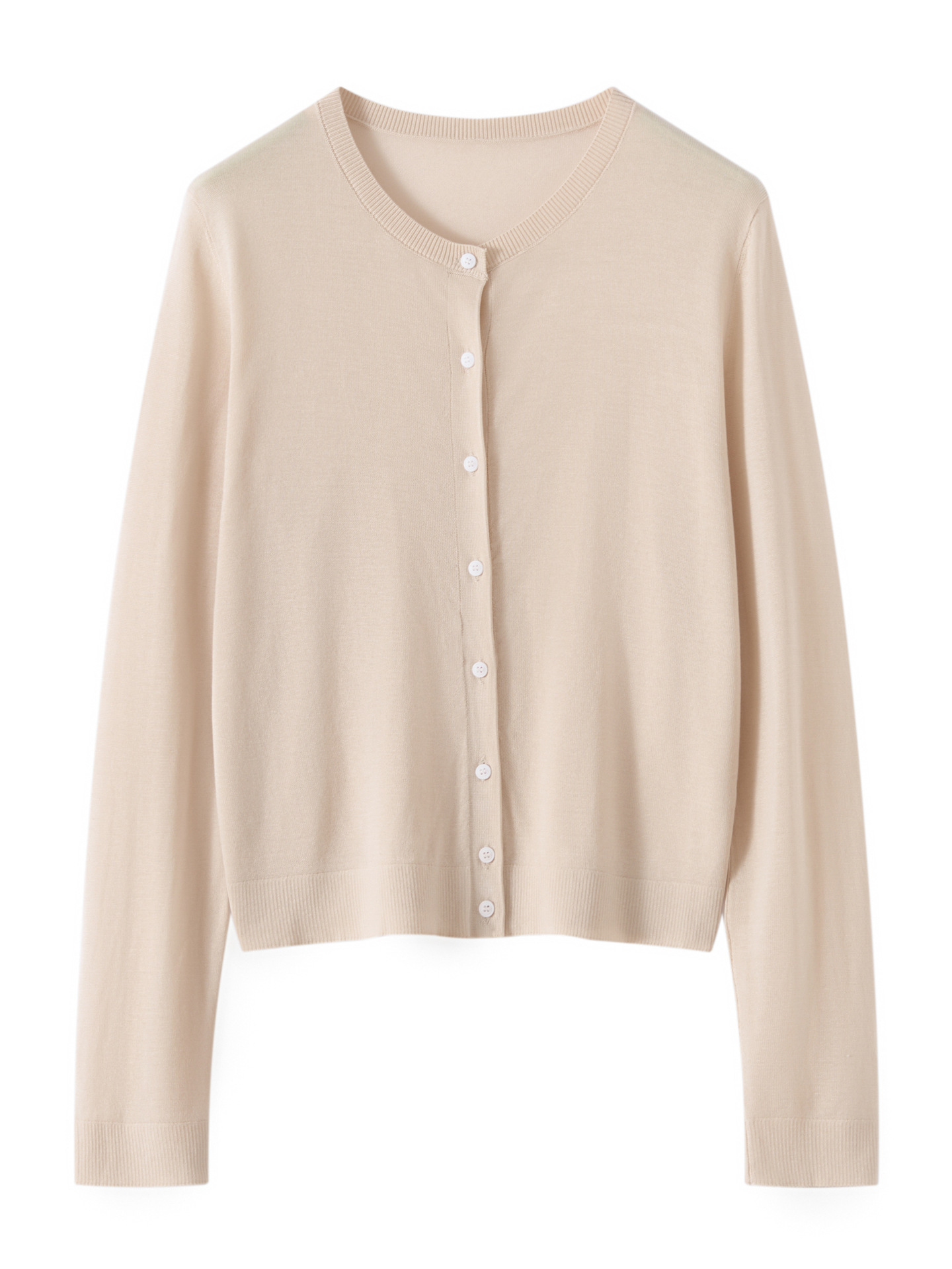 100% Lyocell Tencel Knitted Cardigan for Women, Spring and Summer Short Style, Lightweight and Drapey, Versatile Long-Sleeve Outerwear