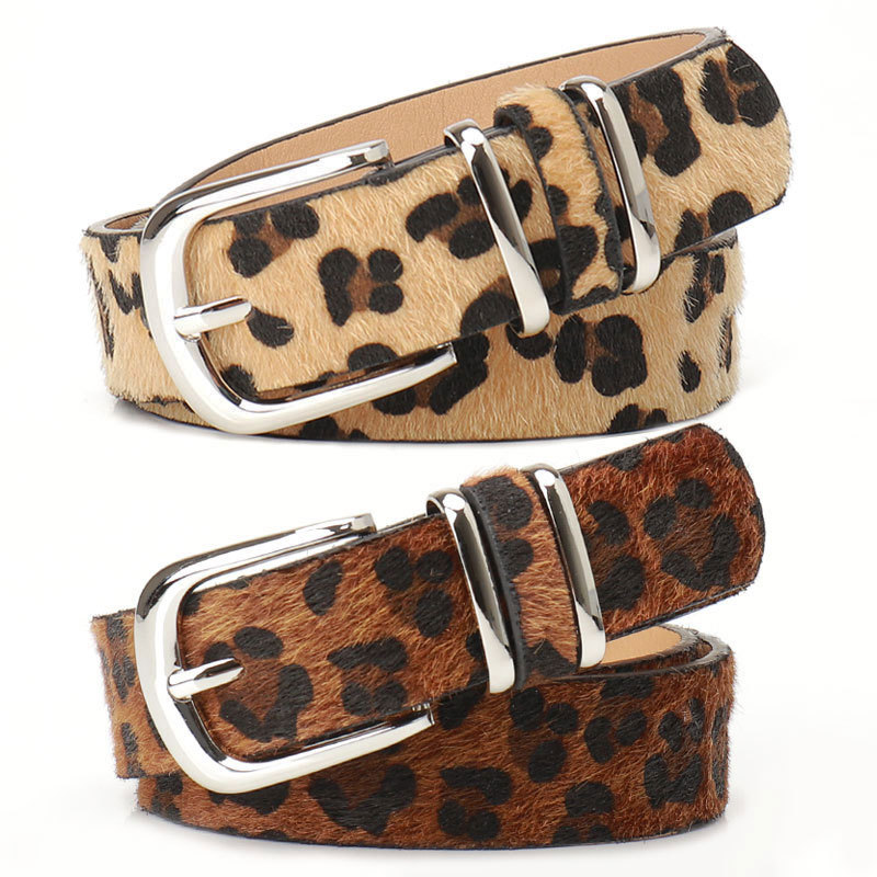 Cross-border Explosions 2025 New Leopard Print Double Ring Women's Belt Fashionable European and American All-match Coat with Belt for Women