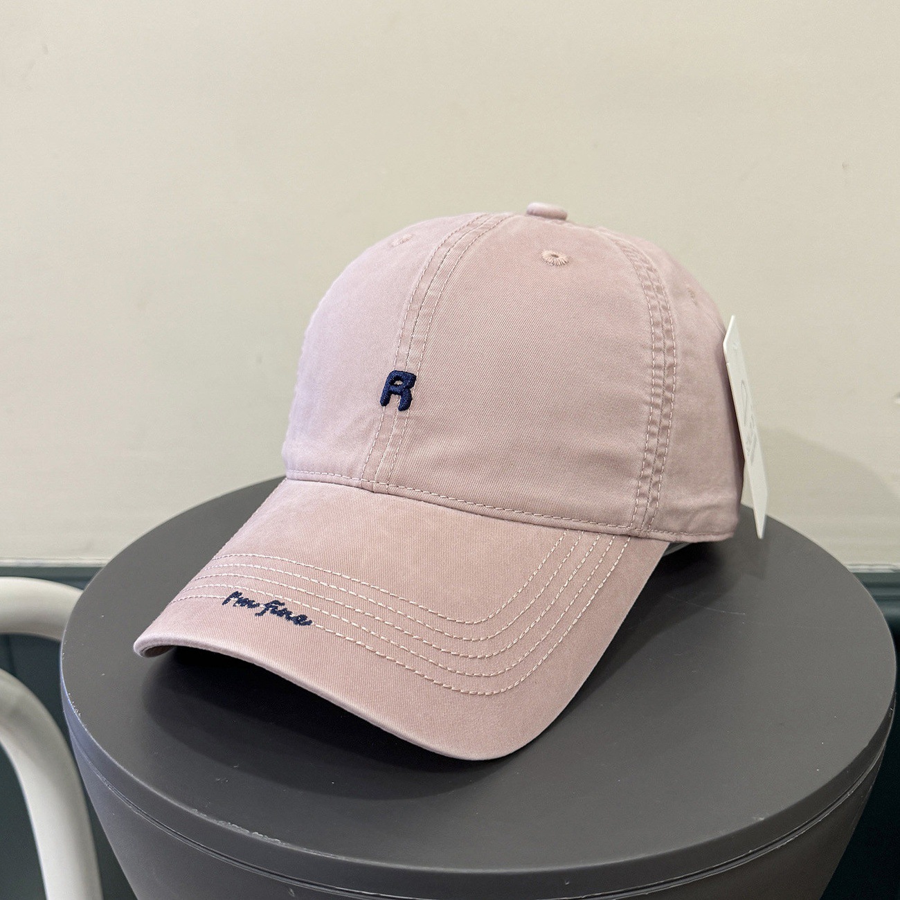 Korean-Style College-Style Embroidered R Letter Baseball Cap for Women, Versatile Ins-Style Soft Top Casual Cap That Makes the Face Look Smaller, Sun Protection for Men