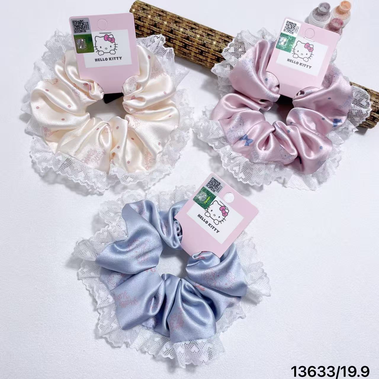 Authenticly Licensed Hello Kitty High-Quality Satin Lace High-Elastic Hair Tie 13633