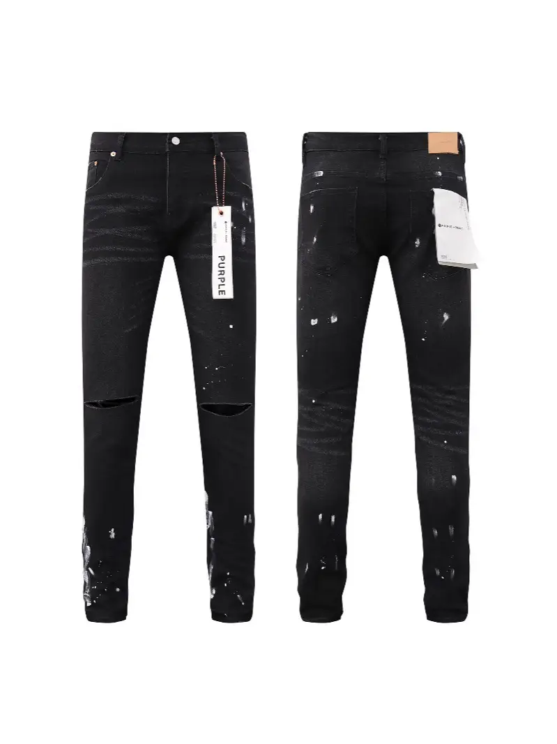 Purple Brand Paint-Stained Straight-Leg Slim-Fit Jeans, Unisex, Casual and Versatile