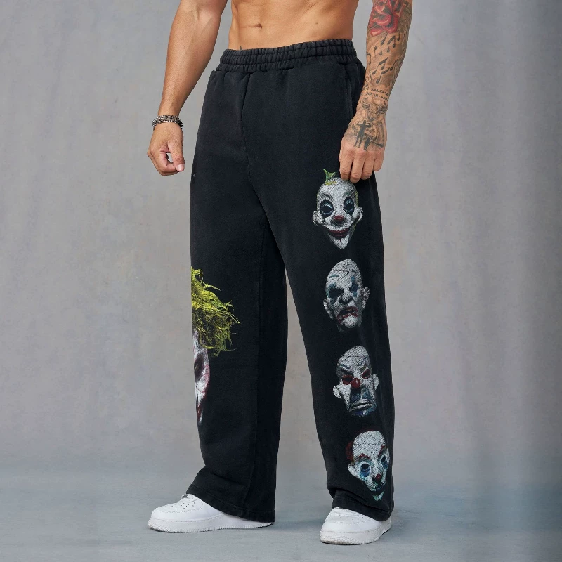 YONGL A collaboration Batman men's sports pants for jogging, fitness, cotton printing, casual straight leg pants