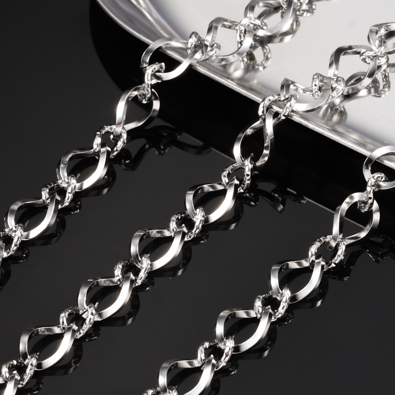 Stainless steel 1:1 bold oval spiral chain diy men's and women's simple personality titanium steel jewelry accessories chain loose chain