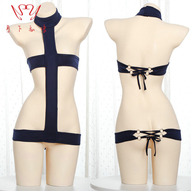 Under the Moon whispering European and American sexy lingerie bed extreme temptation three-point binding passion suit 1805