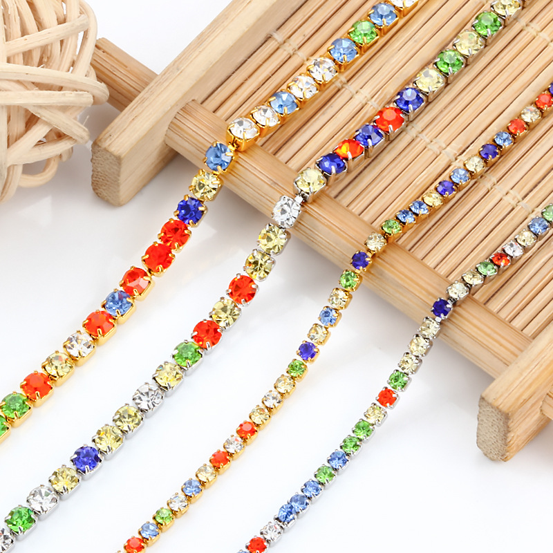 Stainless steel drill chain color drill chain non-fading necklace bracelet diy bag chain clothing chain stainless steel chain in stock
