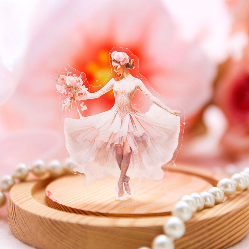 Yanji PET stickers ballet Waltz series Hand account material decorative collage bottoming stickers notes 6