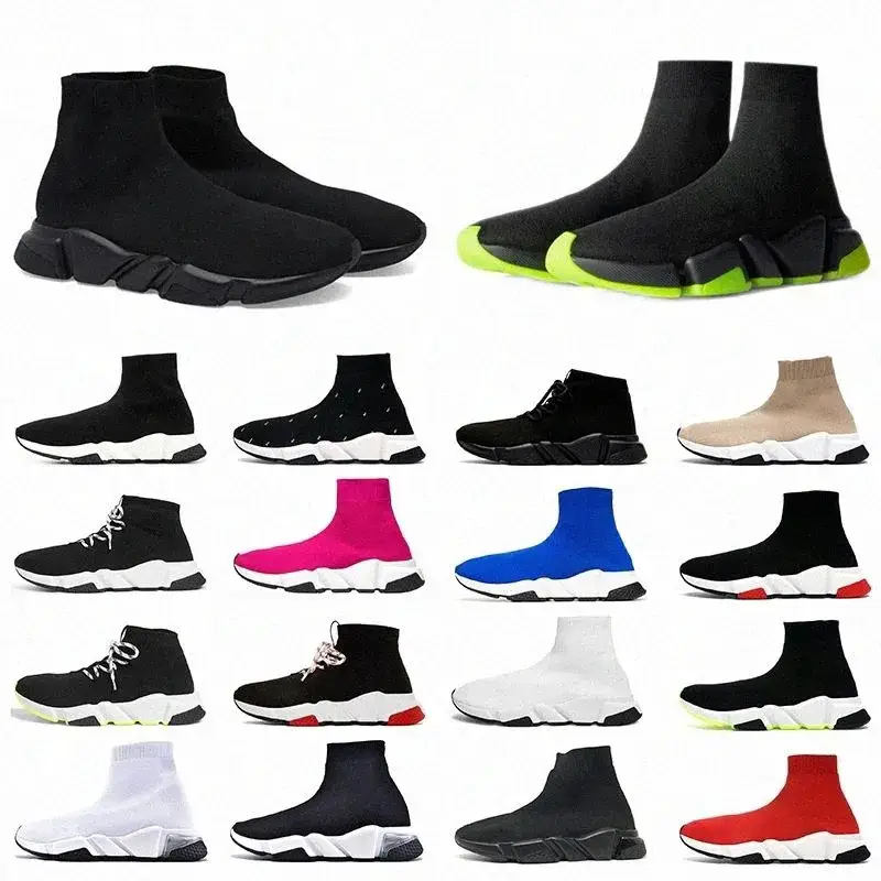 Cross-border Paris elastic socks shoes women's high-top casual sneakers B home hundred thick bottom knitted short boots socks boots