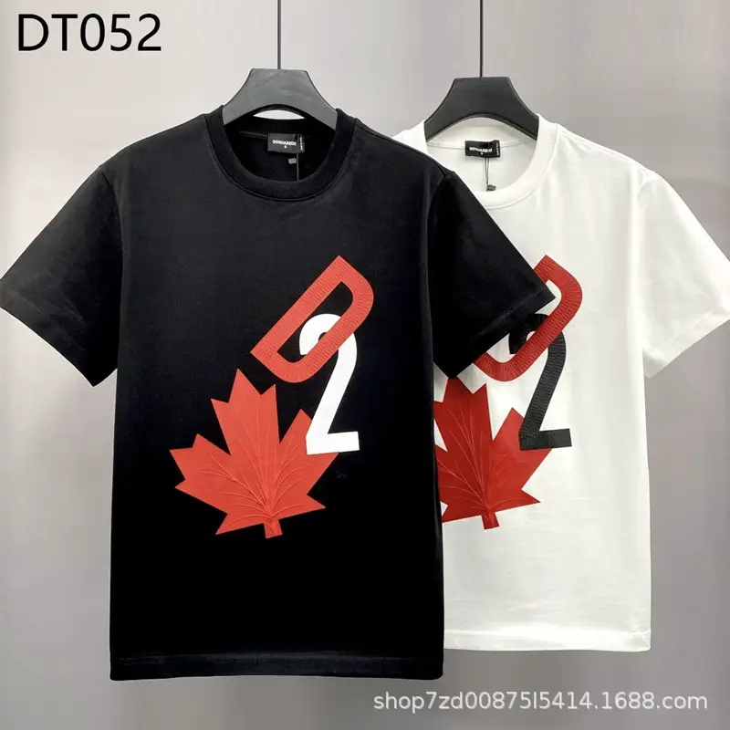 DT052 micro wide version loose D2 short sleeve T-shirt 240g cotton round neck T men's short sleeve top cross-border half sleeve T