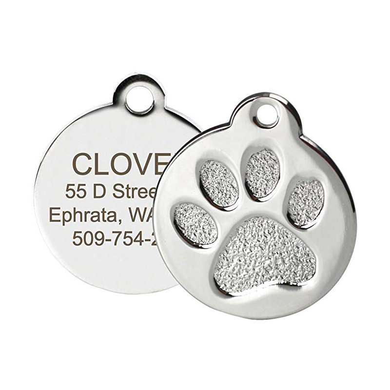 Explosive solid color metal round foot dog tag decorations pet collar pendant laser lettering anti-loss card