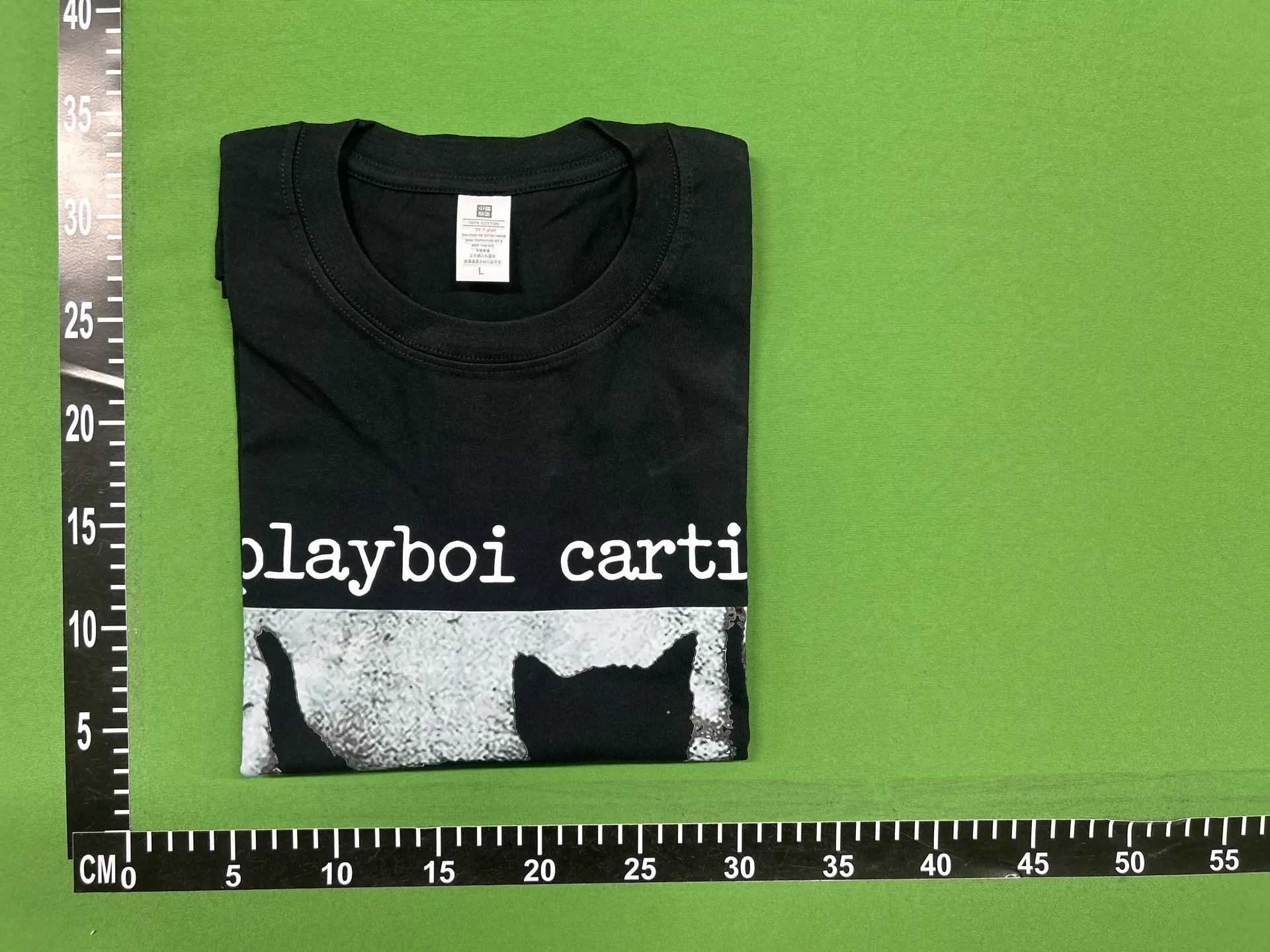 Playboi Carti Black Cat Print T-Shirt Oversize Loose Hip-Hop Rap Heavyweight 250g Short Sleeve