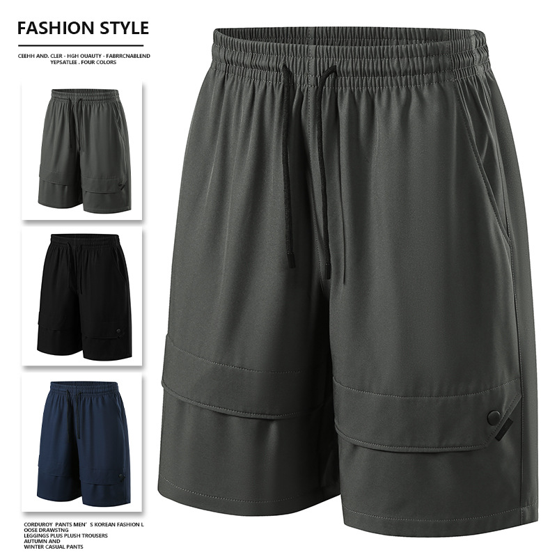Cross-border plus size Ice Silk Shorts Men's Summer Thin Running Sports Casual All-match Loose Quick-drying Beach Pants for Men