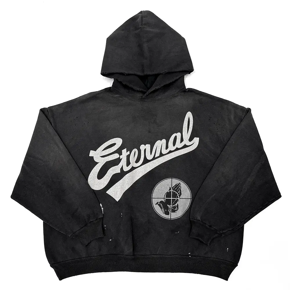I'M Not Trendy Fog Fear Og God Joint Model High Street Casual Loose Distressed Wash Print Hooded Hoodie