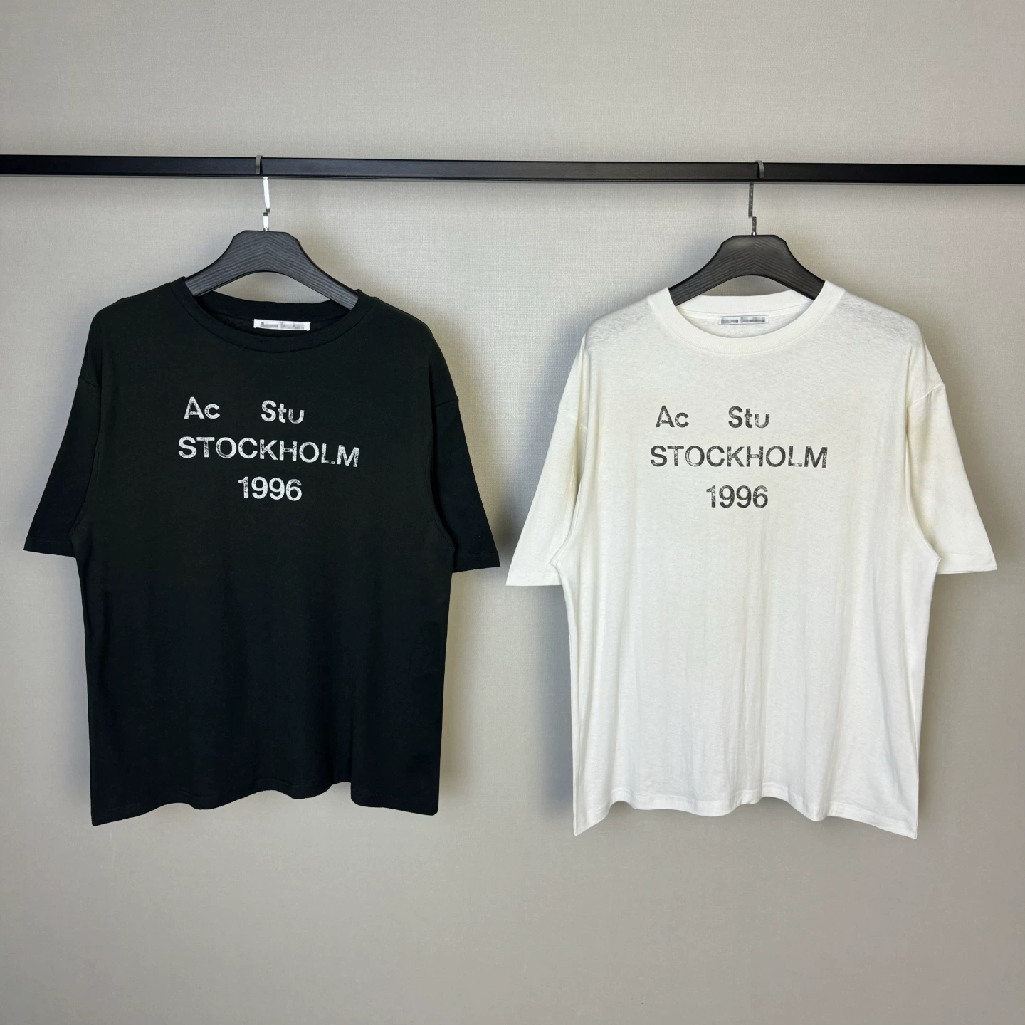 Spot AC style 1996 letter printed cotton linen blend retro vintage vintage loose and lightweight short sleeved T-shirt
