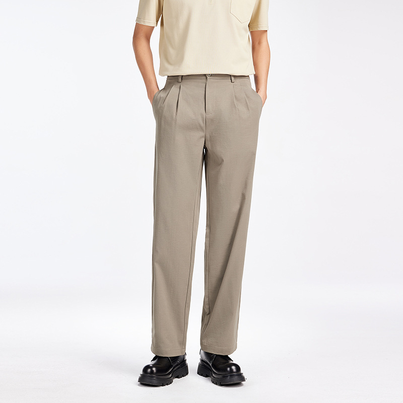 Diyu Shenlong Men's Summer High-End Business Formal Pants Loose Relaxed Simple Straight-Leg Skin-Friendly Casual Trousers