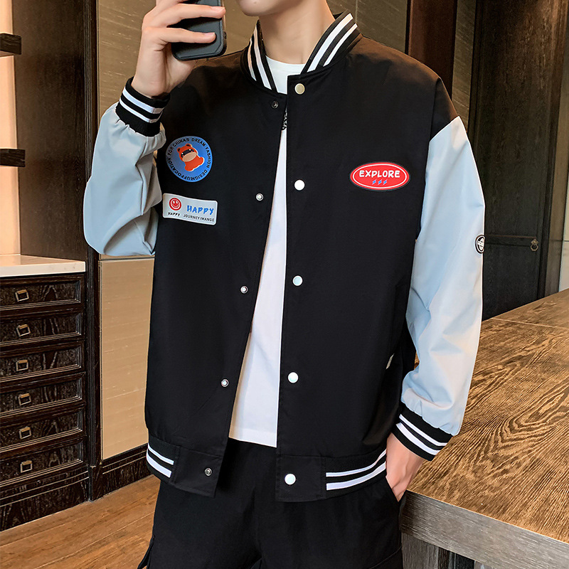Men's Jacket Wholesale Men's Aviator Jacket Trendy Brand Vertical Collar Jacket Autumn New Youth Jacket for Men