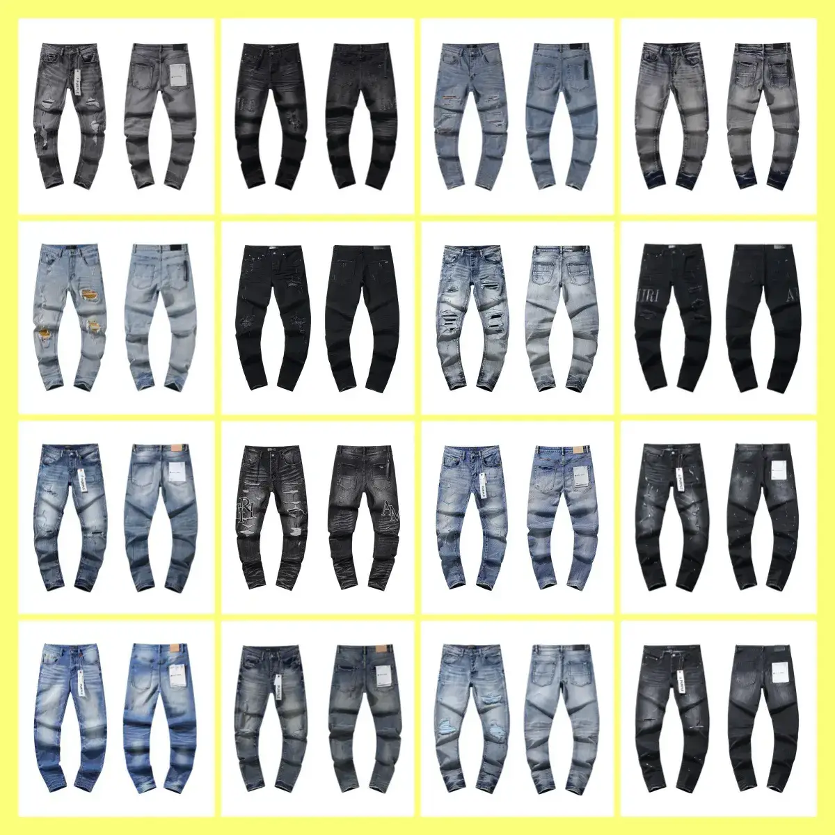 Plus-Size Loose 2024 European and American Trendy Brand Jeans High Street Popular Ripped Pants Rhinestone Classic Casual Versatile Pants