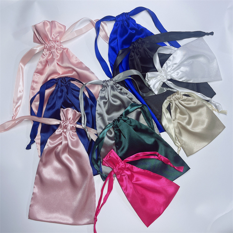 Spot Satin Bundle Pocket Imitation Silk Eye Mask Storage Bag Small Cloth Bag Cosmetic Cloth Bag Silk Bag Printed logo