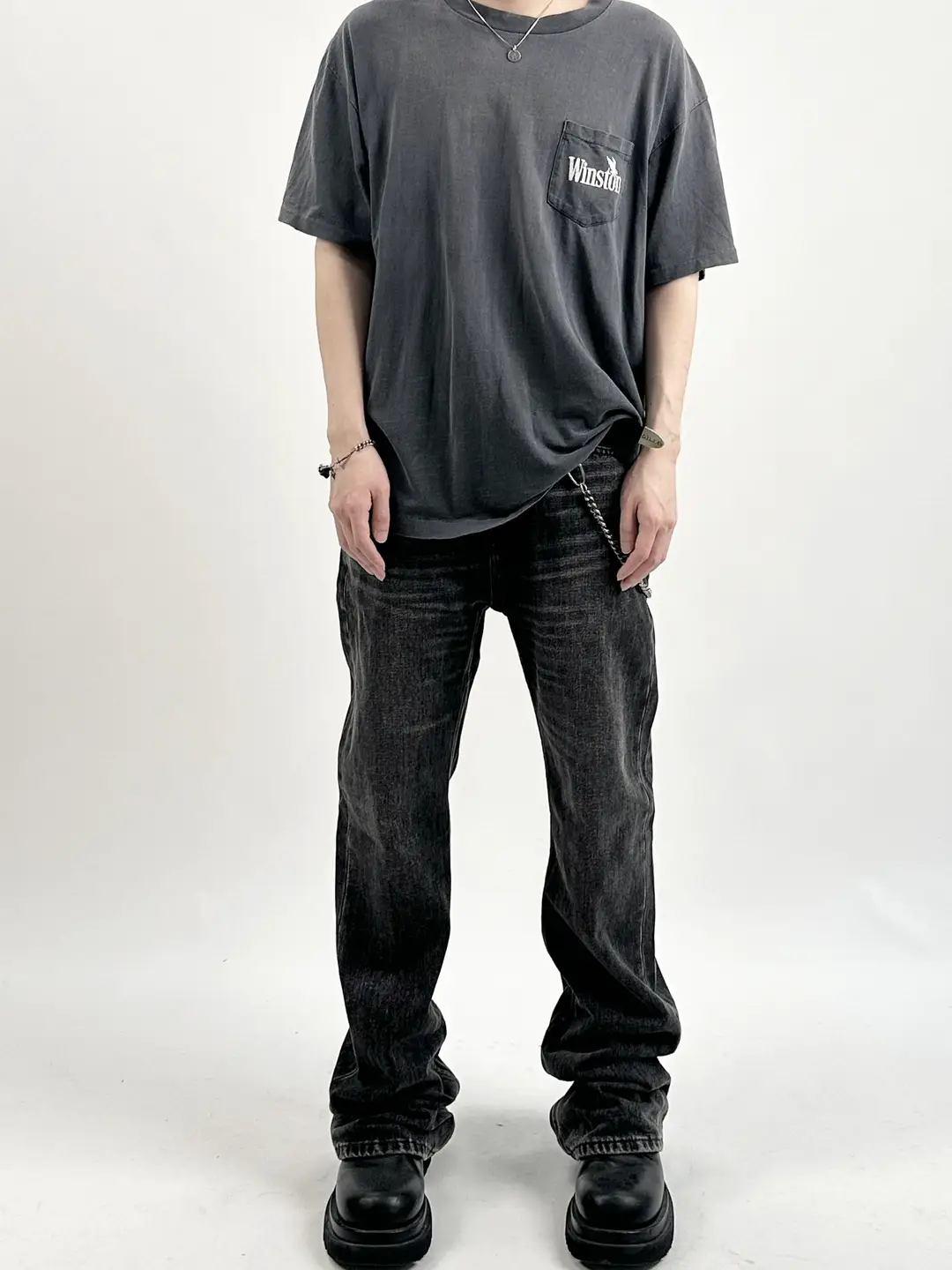 Deeds Not Words Retro Washed Black Gray Horn Flared Denim Paris Style pants