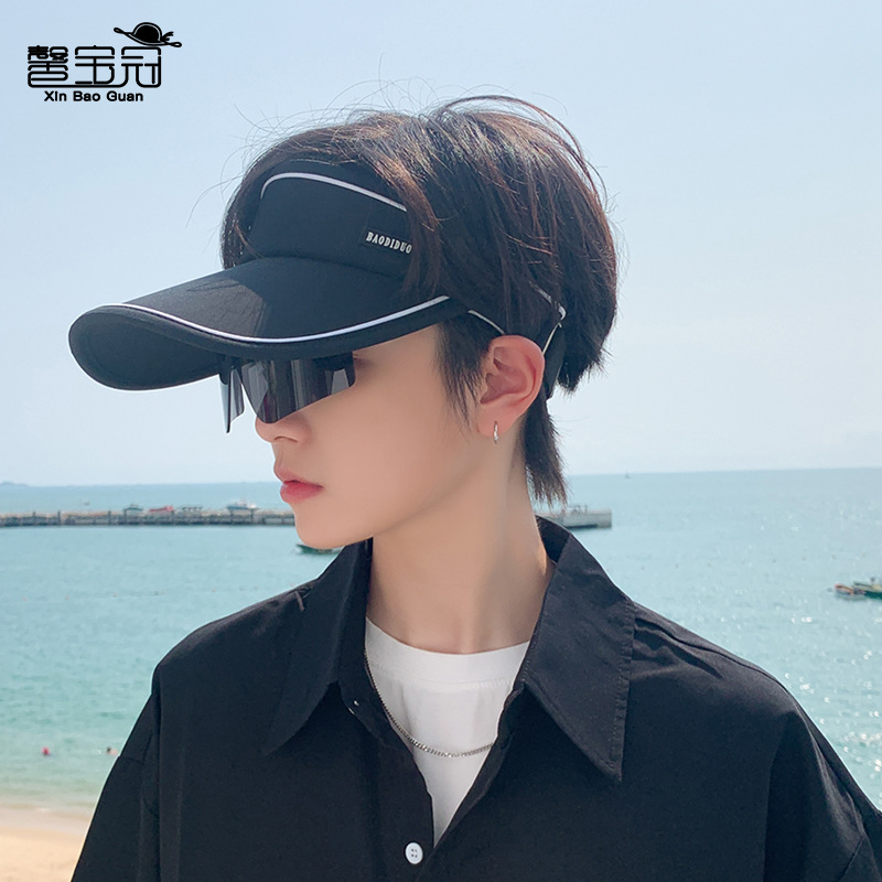 9244 summer sun protection hat with sunglasses UV protection sun hat men's outdoor sports empty top peaked cap baseball cap