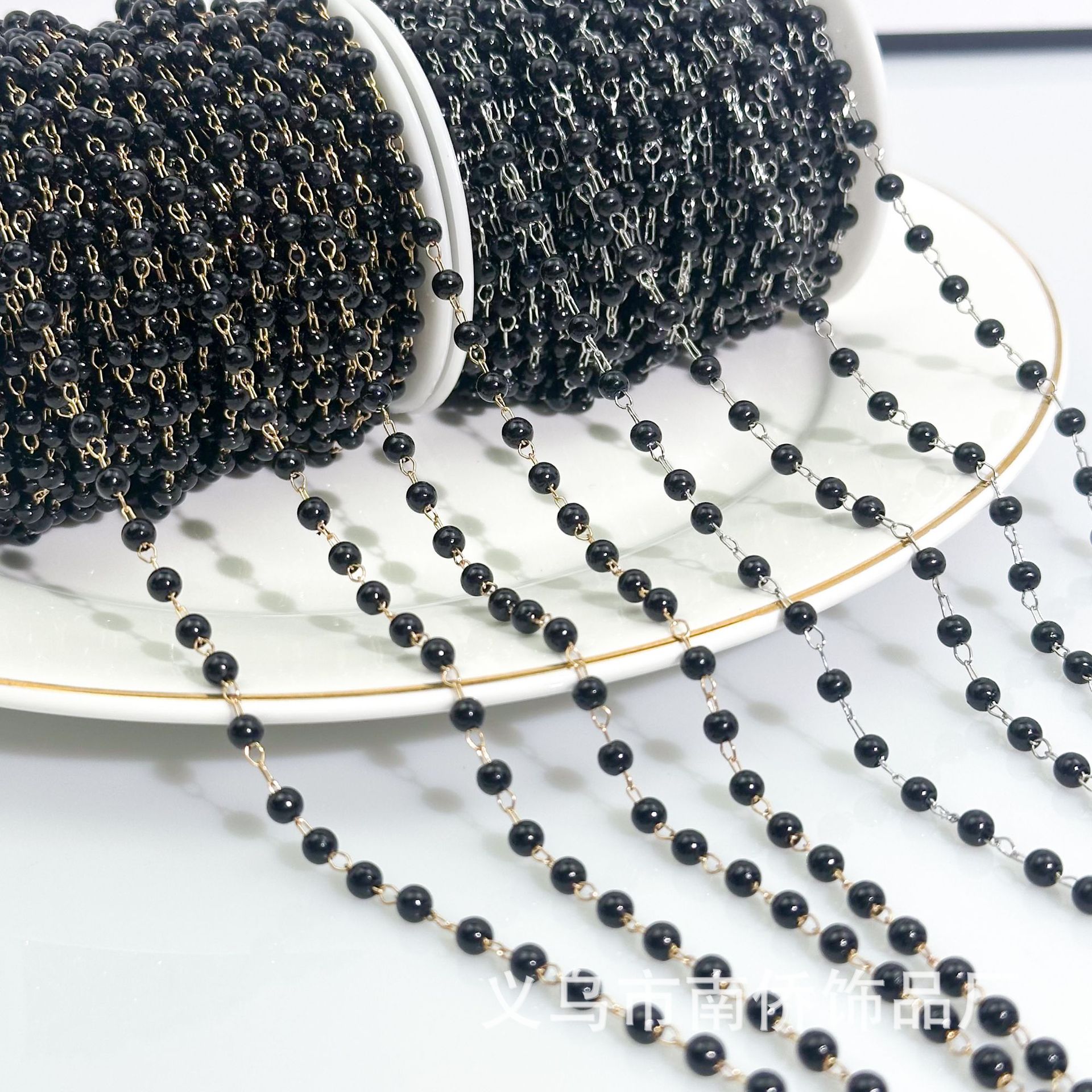 DIY Chain 3-8 Black Pearl Chain Antique Hair Accessories Tassel Chain Handmade Jewelry Imitation Pearl Chain Clothing Accessories