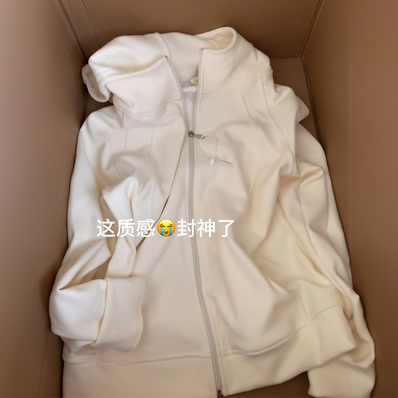 Shoulder Hooded Sweatshirt Coat Women's Casual All-match 2025 Spring and Autumn New Slim-fit Windproof Zipper Sports Top