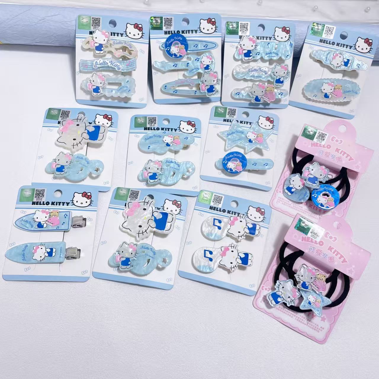 Officially Licensed Hello Kitty Denim Blue Musical Note Series Exquisite and Cute Cartoon Hair Clip Bangs Clip