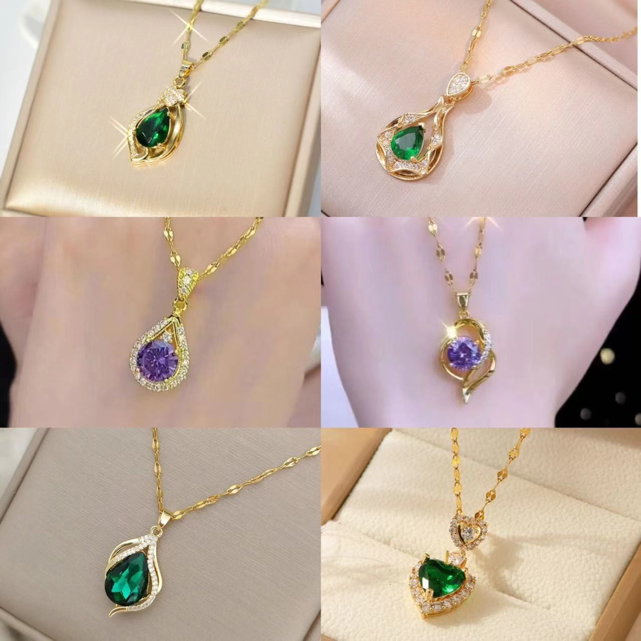 Floral Titanium Steel Necklace Female Korean Style Joker Exquisite Clavicle Chain Factory Direct TikTok Live Hot Selling in stock