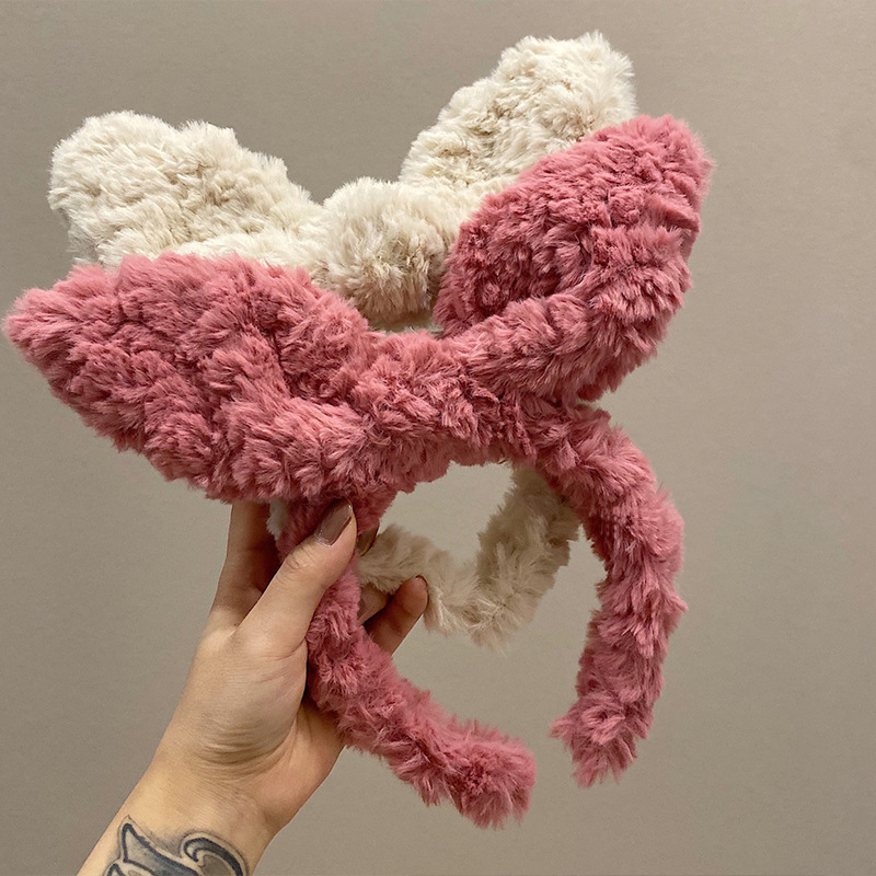 Autumn and winter New cute rabbit ears plush headband female face wash headband hairpin headdress Internet celebrity headband