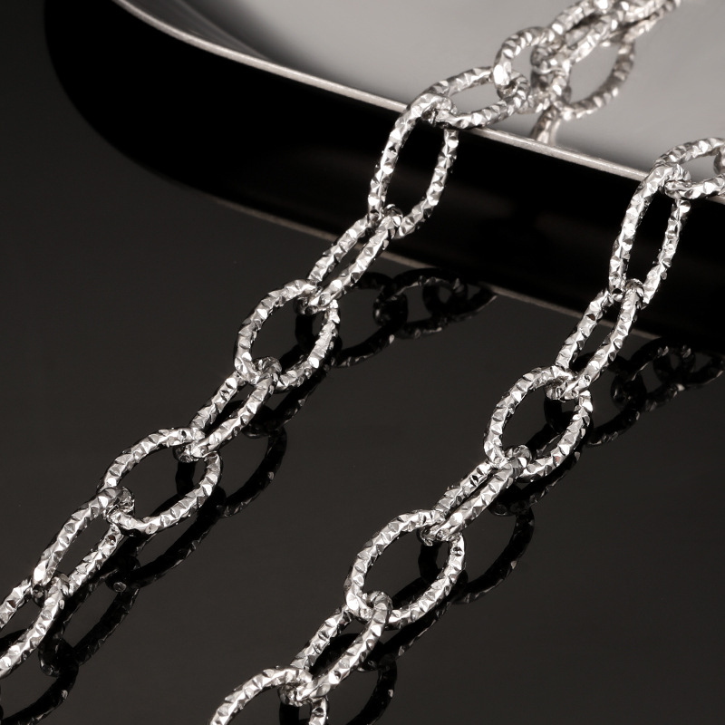 Stainless steel oval twist chain diy necklace material titanium steel embossed cross chain simple exquisite bracelet accessories