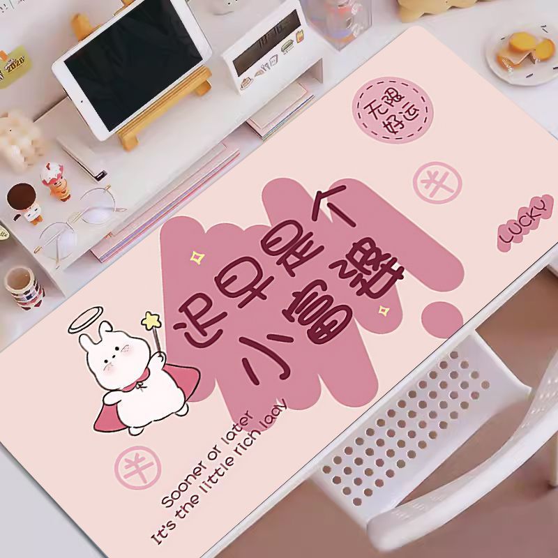 Cute Text Mouse Pad Oversized Office Table Mat Dirt-Resistant Anti-Scaling Waterproof Table Mat Cosmetic Table Protection Mat