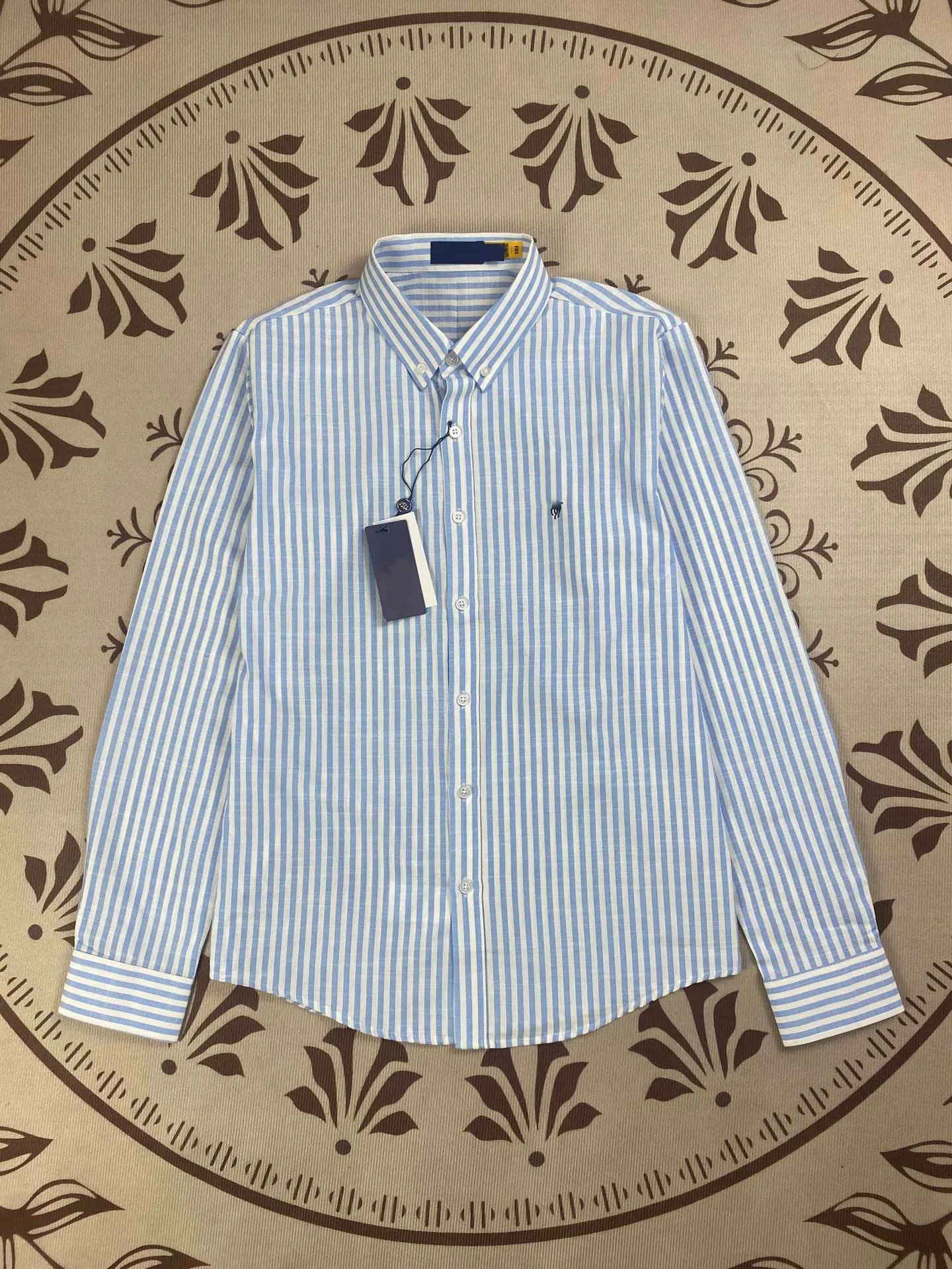 RL Ralf Little Horse Logo Embroidered Striped Elegant Polo Cotton Sun-Protective Shirt Long-Sleeve Spring/Summer Lightweight Top Women’s Blouse