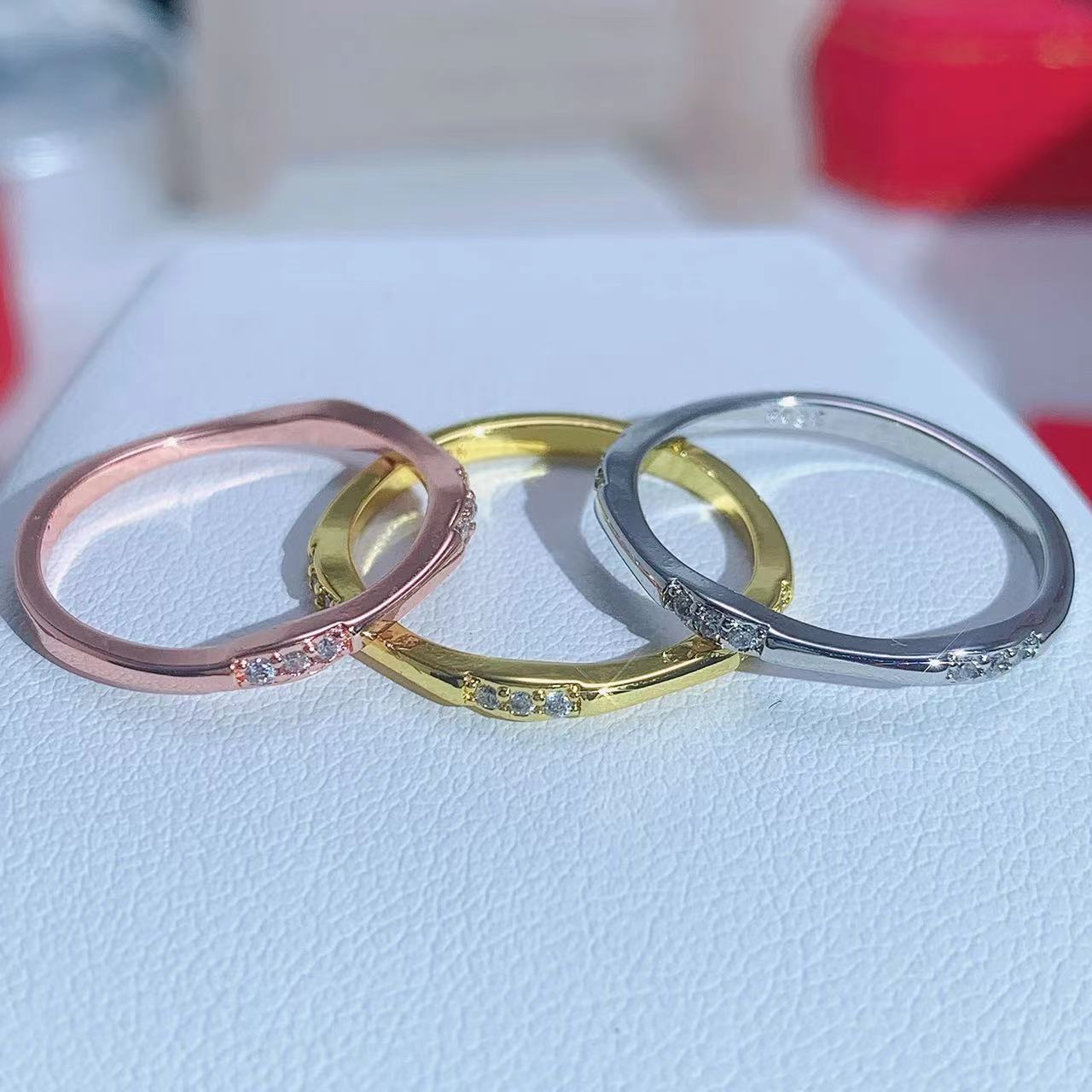 Extremely Subtle Inlaid with 9 Small Diamond Rings for Women Stacked Style Small Fresh 14K Gold-Filled Index Finger Ring Tail Ring