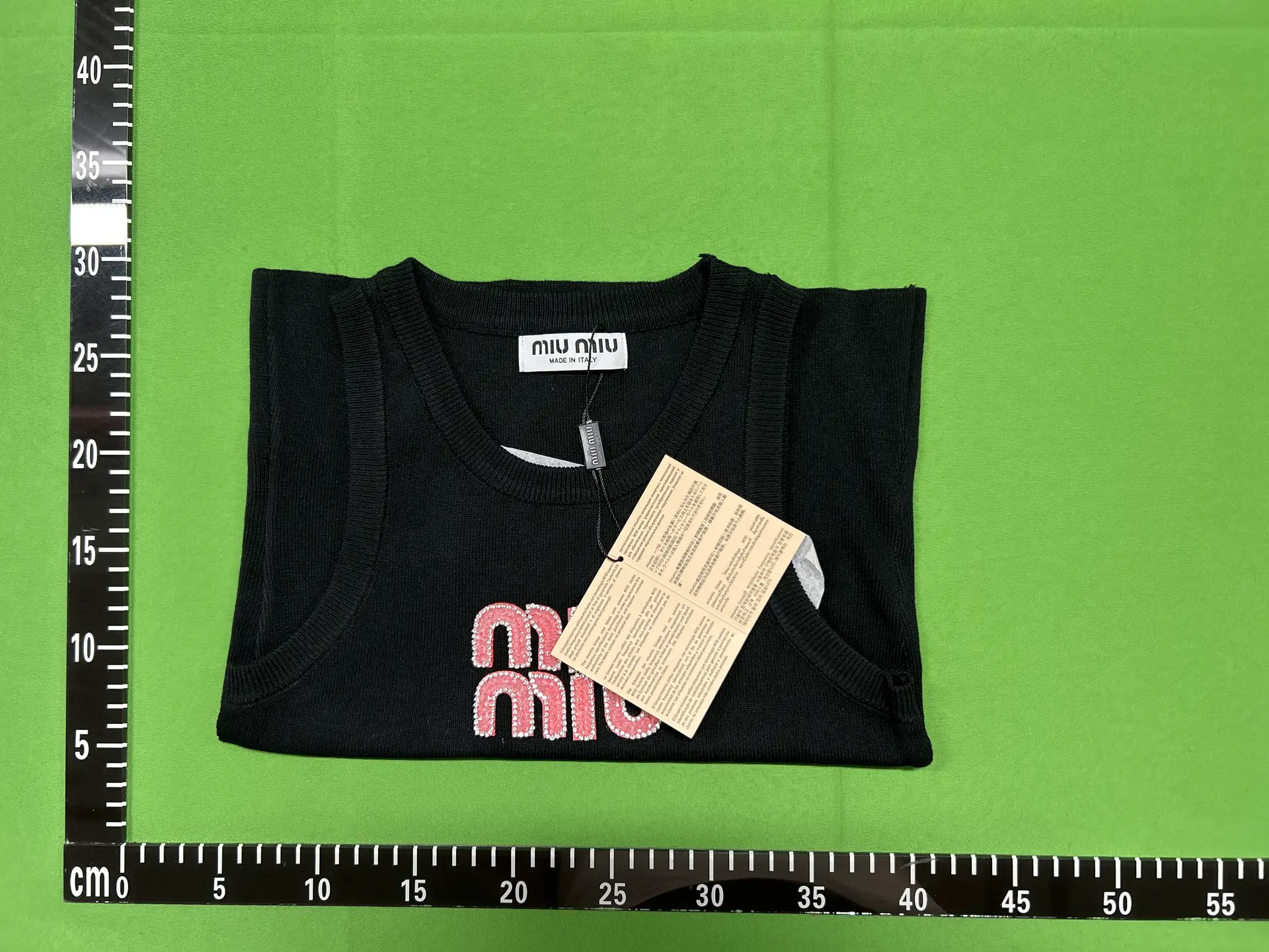 Miu Miu Black Tank Top with Pink Logo