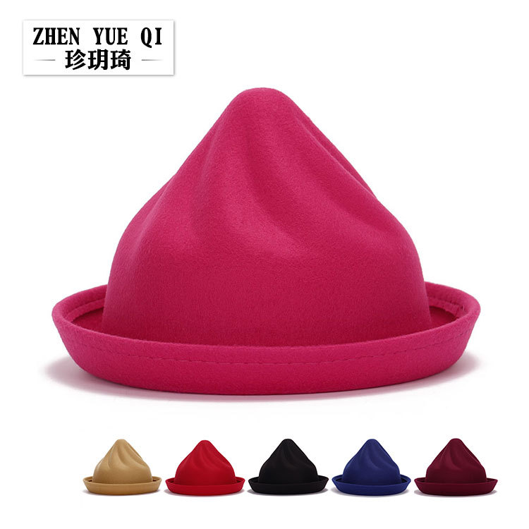 Zhenyueqi Korean autumn and winter hat ladies cute ice cream hat imitation wool ice cream felt hat manufacturers