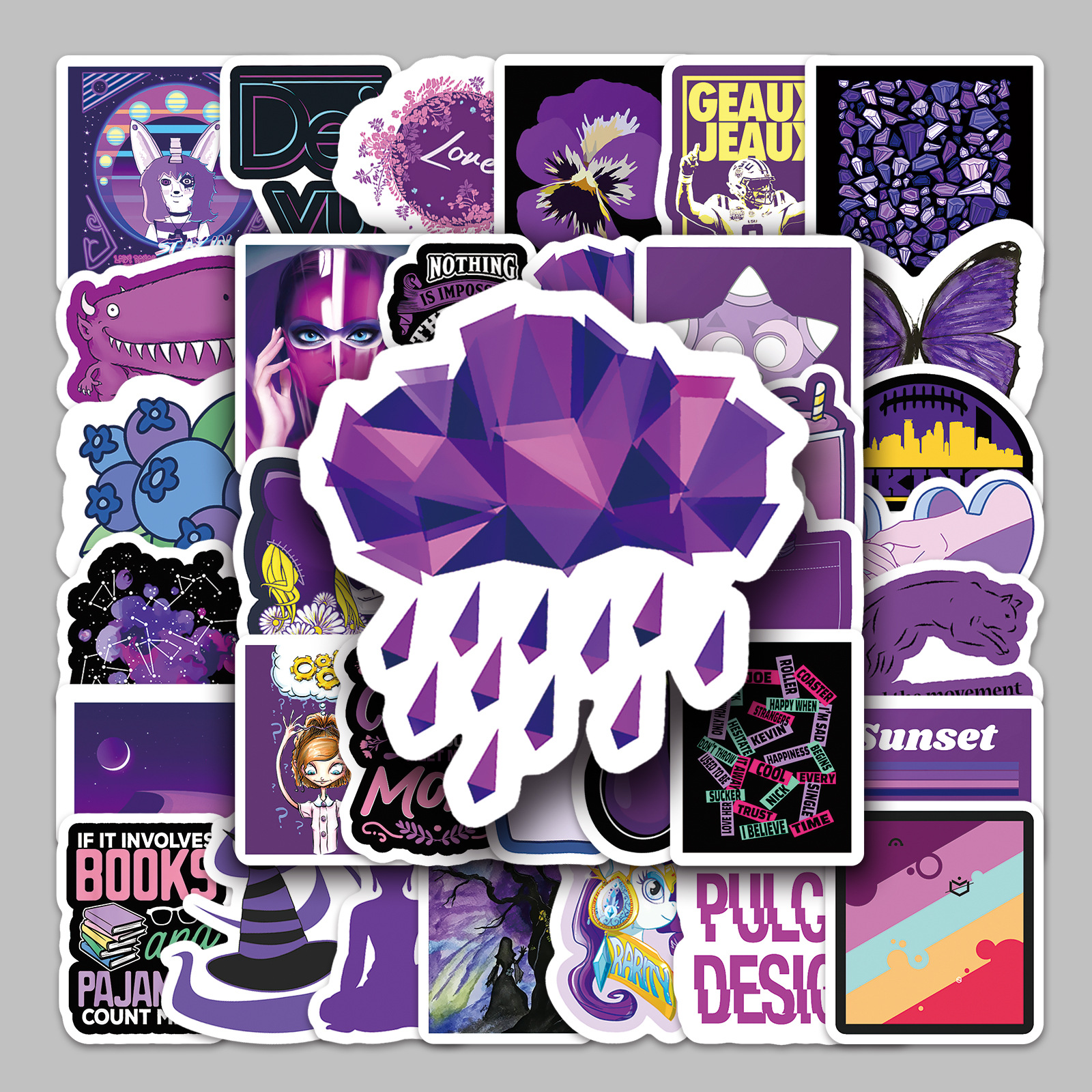 55 VSCO wind purple small fresh cartoon laptop luggage car decoration waterproof stickers