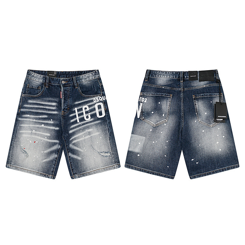 Cross-Border Trendy Brand Foreign Trade Dsquared2 Jeans American Trendy Brand European and American Style Washed and Distressed Printed Trendy Men's Jeans