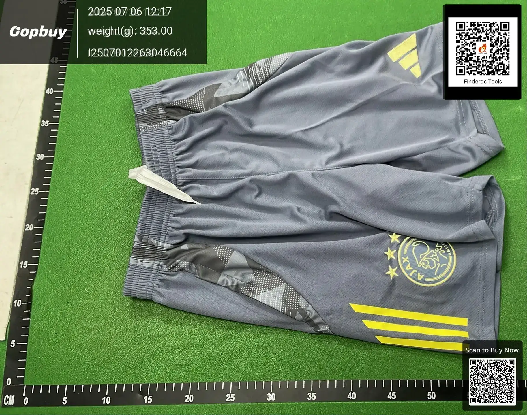 Ajax Training Shorts Grey Yellow