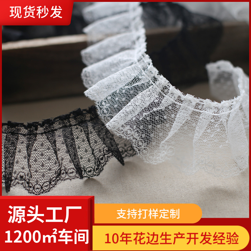5cm Wide Black Skirt Edge DIY Barbie Clothes Curtain Dot Ruffle Lace Decor
