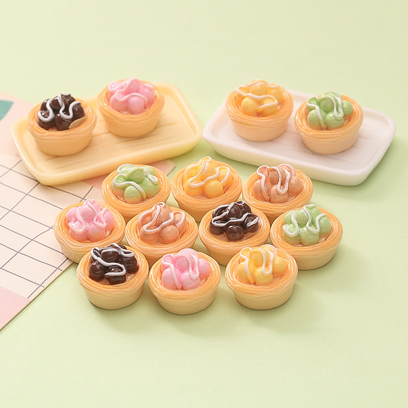 Simulation Cream Noodles Pearl Egg Tart diy Cream Glue Play Toys Trendy Ornaments Resin Jewelry Accessories
