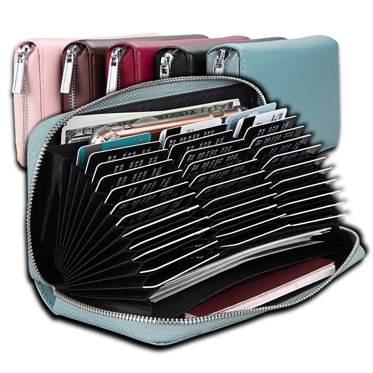Organ Long Genuine Pickup Bag Passport Bag Anti-Rfid Credit Card Bag Multi-Functional Men's and Women's Wallet Passport Holder