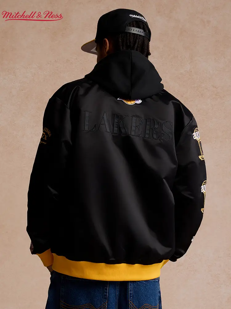 Mitchell&Ness Nba Official Lakers/ Bull Baseball Uniform Fall and winter jacket Men Embroider Outwear Couple Style