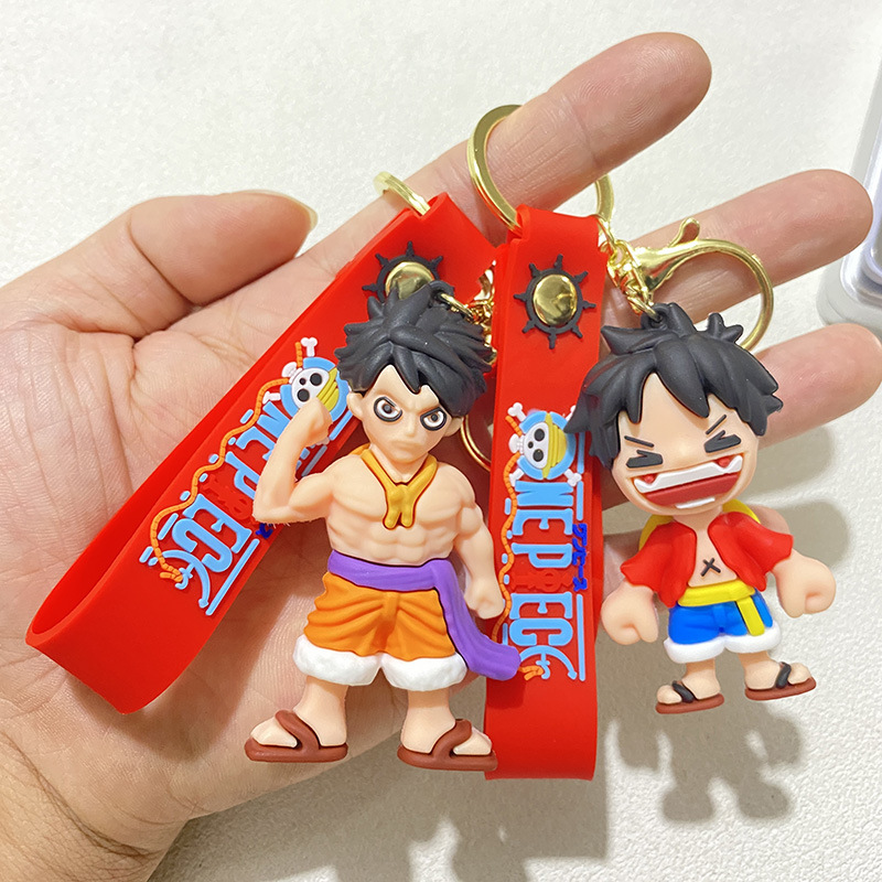 Cross-border One Piece Keychain Animation Luffy Transformation Three-dimensional Doll School Bag Pendant Car Key Chain Small Gift