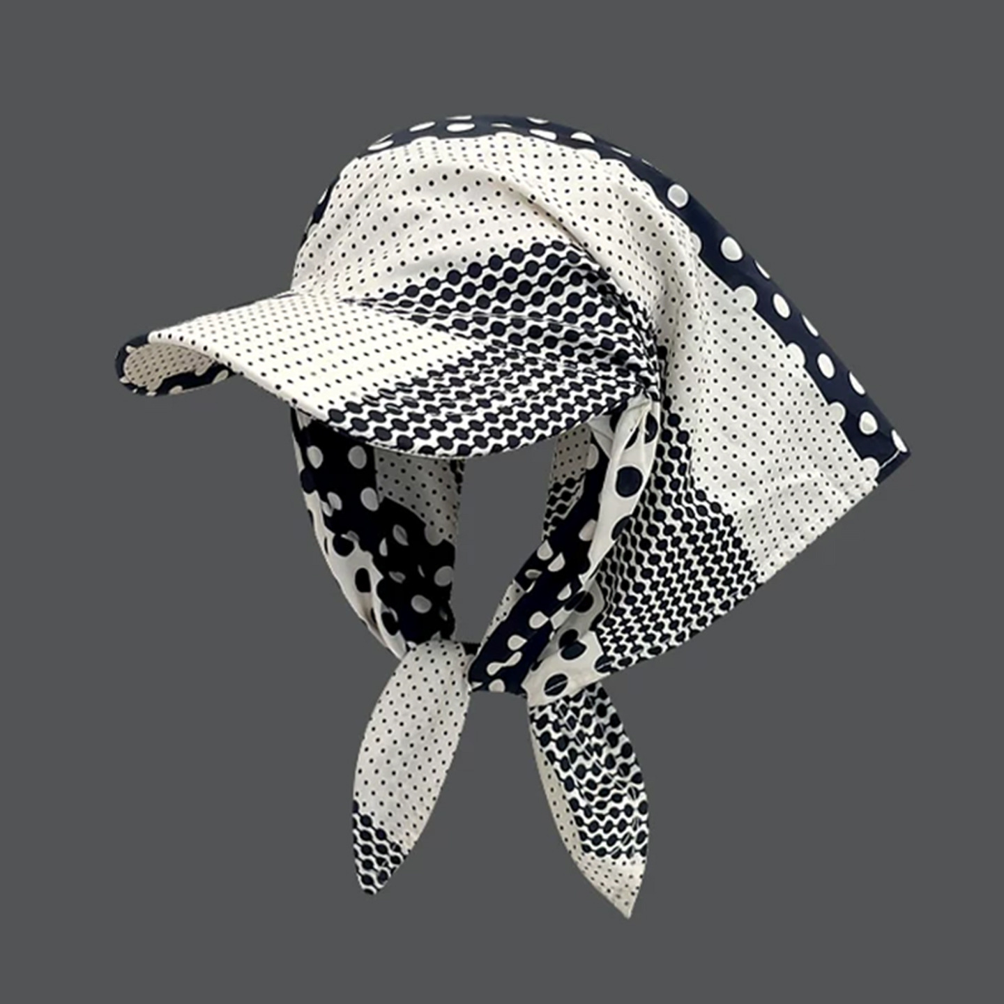 Korean-Style Polka Dot Turban Baseball Cap for Women, Summer Sun Protection Hat, Outdoor Fashionable Face-Covering Hip-Hop Headwrap