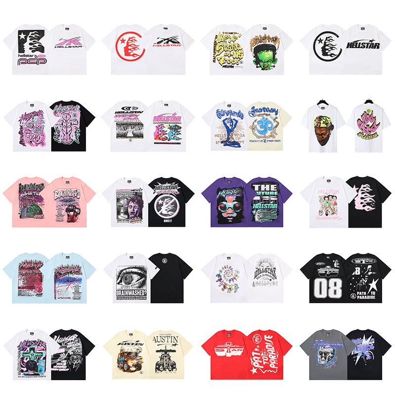 Cross-border American Fashion Brand HELLSTAR Hell Star Printed Short-sleeved T-shirt Men's High Street Loose T-shirt Women