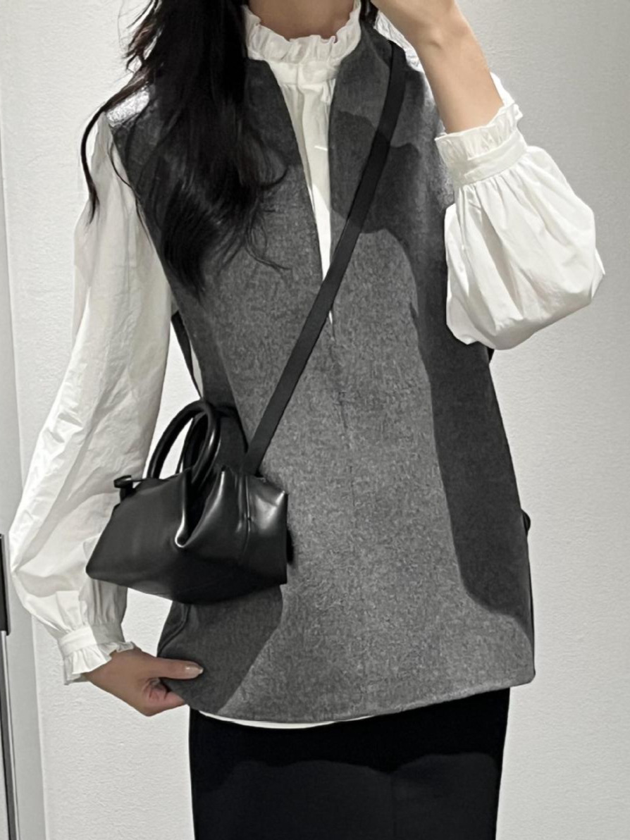 C Brand Casual Open-Front Merino Wool Blend Vest Double-Sided Denim Jacket Layering Top 125434300