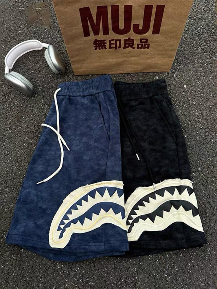 Navy Blue Patchwork Shark Mouth Shorts for Men, Summer Cleanfit Quick-Drying Beach Shorts, Outdoor Sports Five-Point Shorts photo QC de TAOBAO sur Qualit.ly