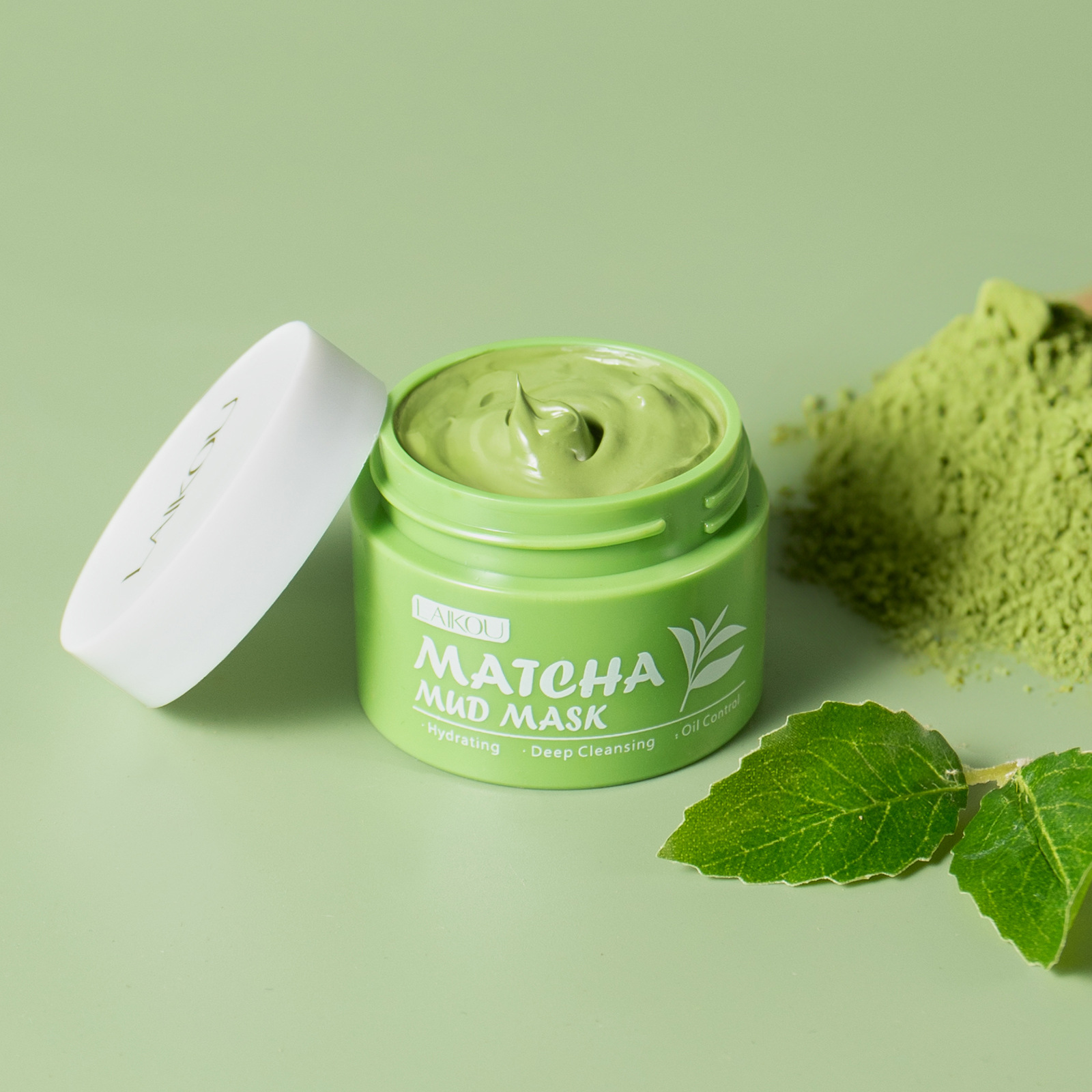 Cross-Border New Product Laikou Matcha Green Mud Mask 25g Cleansing and Moisturizing Mask Mud Export Mask English Export