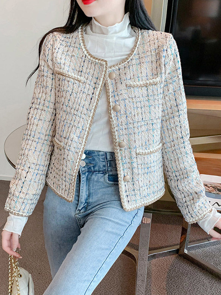 French-Style Chanel-Inspired Jacket for Women, 2026 Spring and Autumn New Popular Model, Elegant Short Tweed Coat for Petite Figures