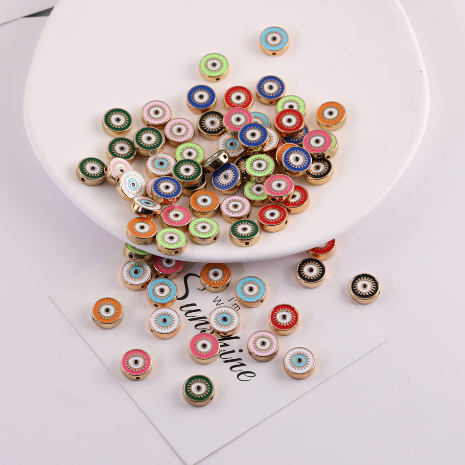 Cross-border double-sided devil's eye drop oil alloy beaded diy handmade homemade bracelet necklace jewelry material accessories