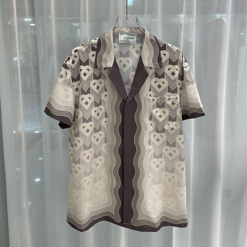 New European and American Trendy Foreign Trade Fashion Casual Men's 3D Direct Printing Digital Printing Short-Sleeved Men's Shirts Trendy Men's Shirts